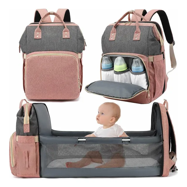 Mochila Bolso Pañalera Con Cuna Para Bebe 3 En 1, De Calidad