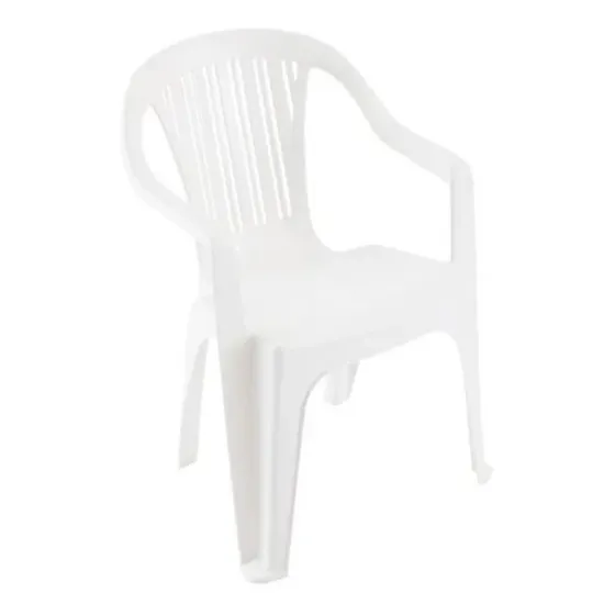  Silla Pvc Reforzada Con Apoya Brazos Blanca Hasta 140kg Tyt