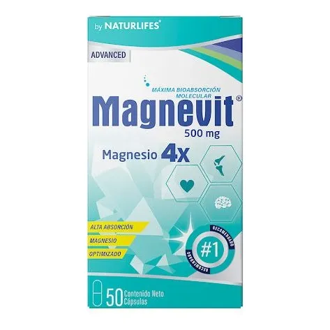 Magnevit Advanced (magnesio) 500mg 50 Cápsulas Naturlifes
