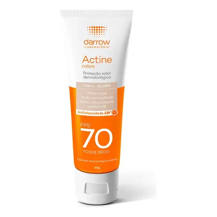 Protetor Solar Facial Dermatológico Darrow Actine Colors Pele Clara FPS70 40g