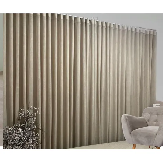 Cortina Forro C/ Gaze De Linho Flame 5 Metros Trilho Suíço 