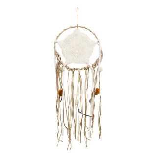 Atrapasueños Macrame Blanco Diseño Pompones Tiras 80x28.5cm Atrapasueños Macrame Blanco Diseño Pompones Tiras 80x28.5cm