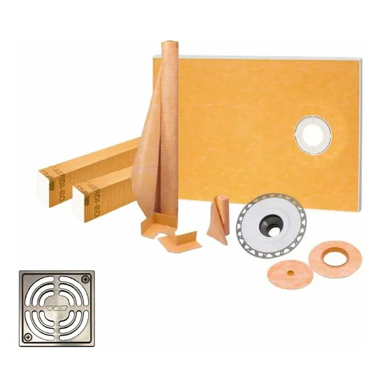 Kit Ducha Fuera Centro 38 X 60  Drenaje Anodizado Niquel