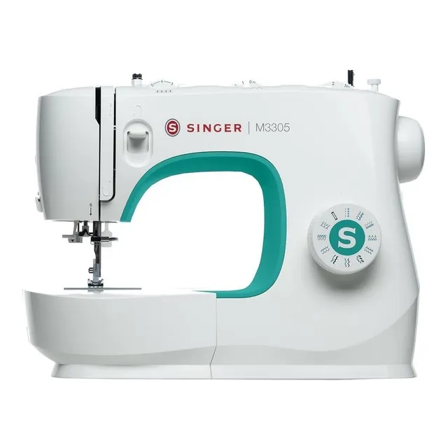 Máquina De Coser Recta Singer M3305c Portable Blanca Y Verde