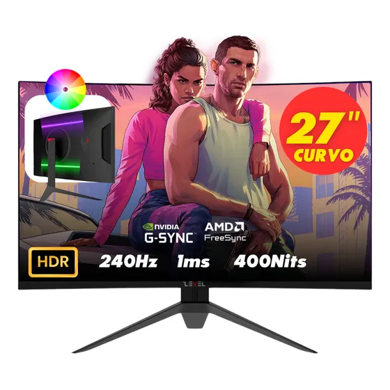 Monitor Gamer Curvo 27  Level 1ms 240hz Eled Hdr Luz Led Rgb