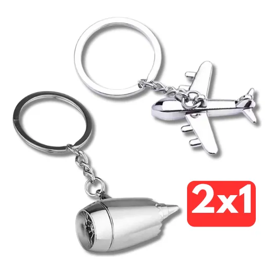 Llavero Metalico De Avion Turbina Dije Metal Aviador 2x1