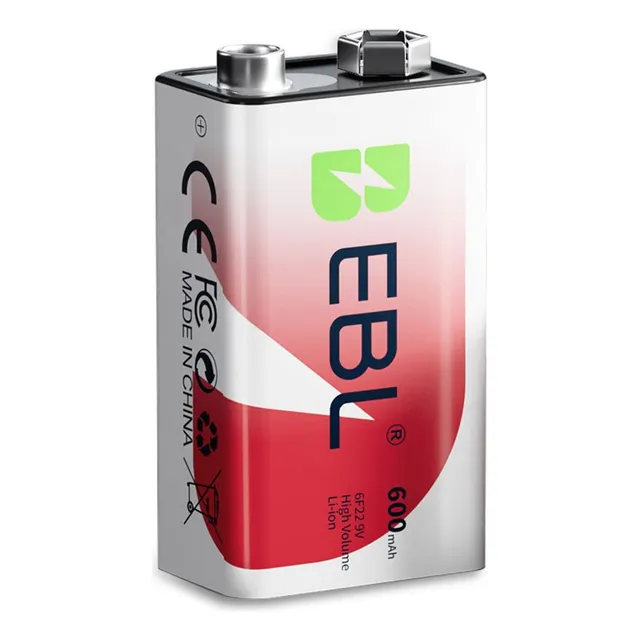 1 X Batería Recargable 9v - Li-ion - 600mah Ebl Original 