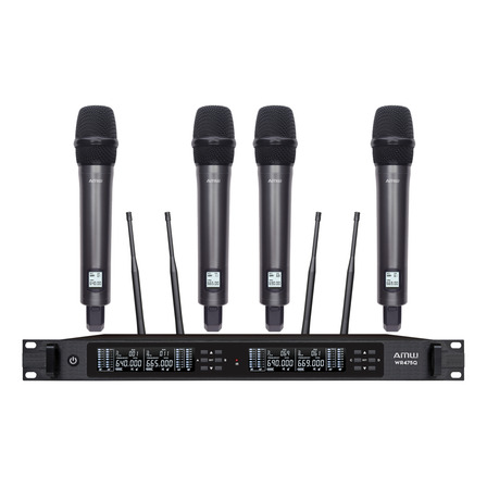 Microfone Sem Fio 4 Canais Uhf Digital Amw Au6000 Pro + Case Microfone Sem Fio 4 Canais Uhf Digital Amw Au6000 Pro + Case