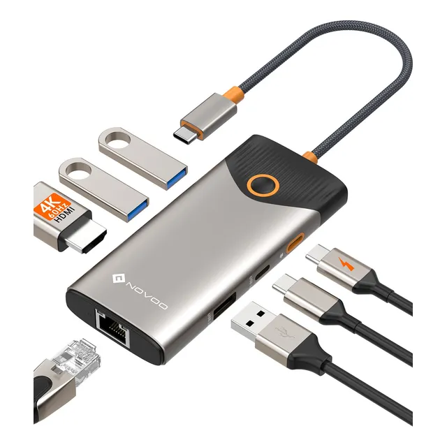 Novoo Hub Tipo C 7 En 1 Adaptador C A Hdmi 4k Con Ethernet