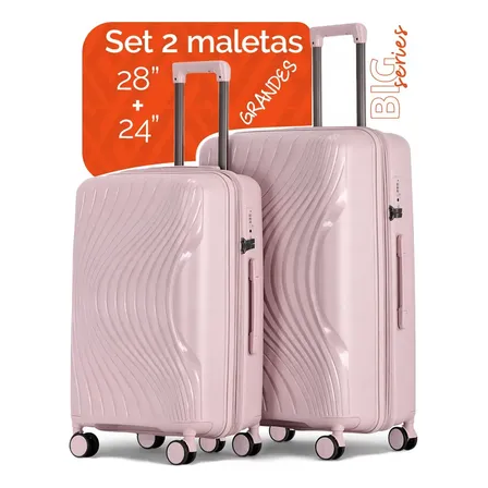 Maleta De Viaje Grandes De Polipropileno Con Cierre Premium Ykk Big Series Armored Travel Modelo Kunzite Rosa Set 2 Piezas 28+ 24 Capacidad 25kg Cierre Expandible Candado De Alta Seguridad Tsa Lock