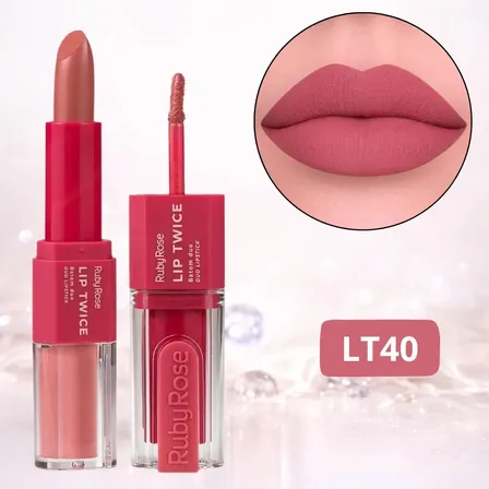Batom Duo Matte Líquido E Bala Lip Twice Ruby Rose Lt40