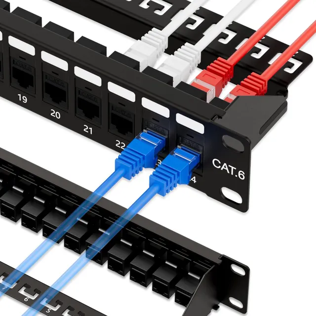 Panel De Conexiones Rj45 Cat6 24 Puertos 1u 48.3 Cm