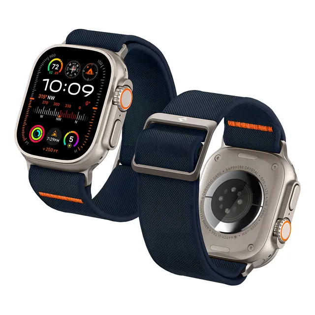 Pulso Manilla Spigen Band Fit De Nylon Ajustable Diseñada Para Apple Watch Ultra 9 8 7 6 5 4 3 2 1 Se 49mm 45mm 44mm 42mm - Azul