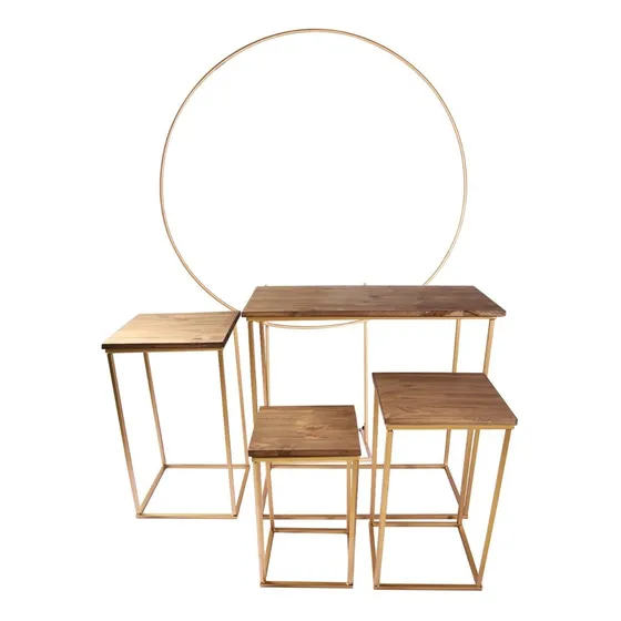 Kit Para Festas Decoração 4 Mesas E 1 Arco Painel Redondo