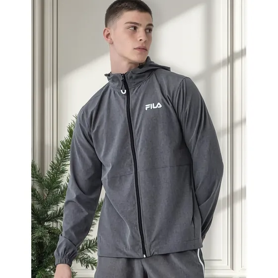 Campera Canguro Fila Rompe Viento Running Hombre Capucha Mvd