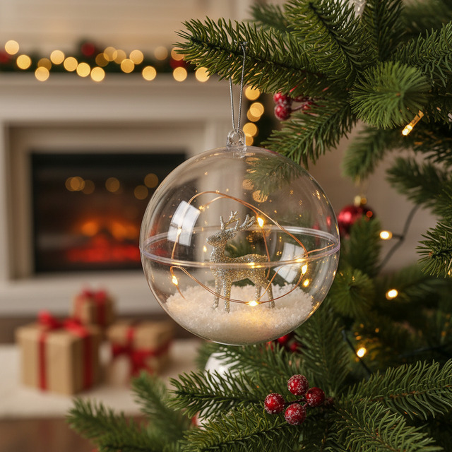 Esfera Bola Natalina Acrilica 7 Cm Para Foto-50 Und