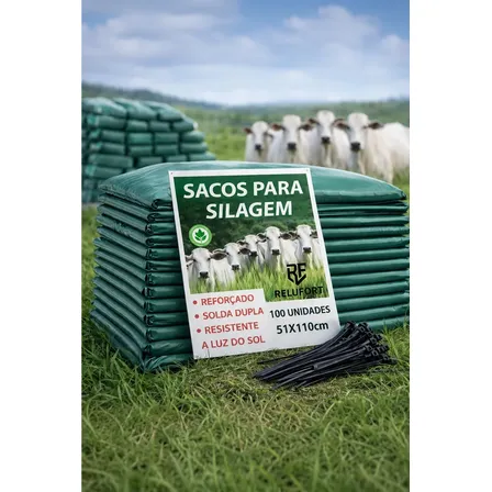 Sacos Para Silagem Verde 51 X 110cm 100un + 100 Abraçadeiras Verde