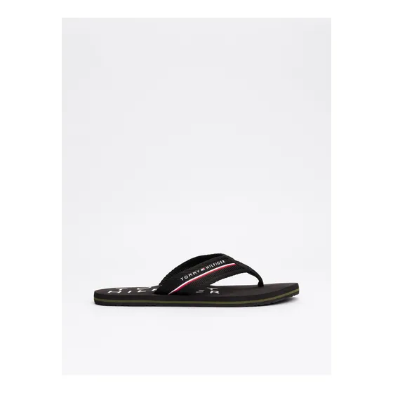 Sandalias Negro Distintivas Con Logos Tommy Hilfiger