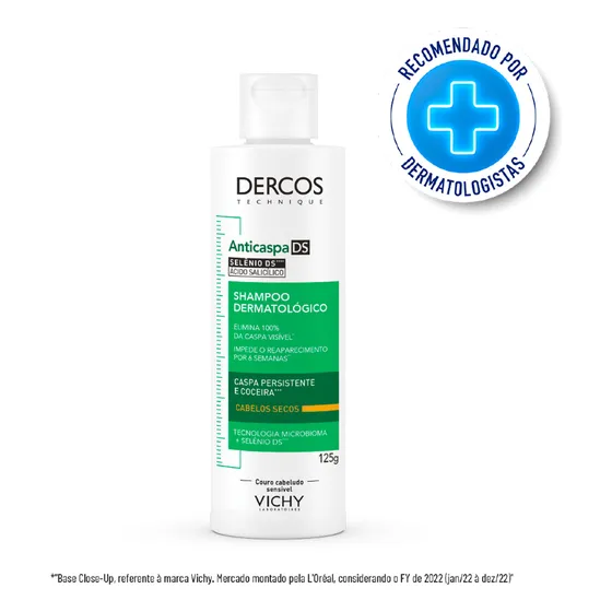 Shampoo Dercos Anticaspa Intensivo DS cabelos secos 125g Vichy