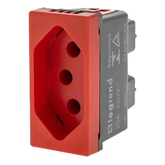 Módulo Tomada 2p+t 20a Vermelha - 615079vm - Pial Plus + Cor Vermelho