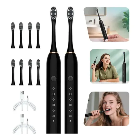 Kit 2 Escovas De Dental Dente Elétrica Recarregável Usb