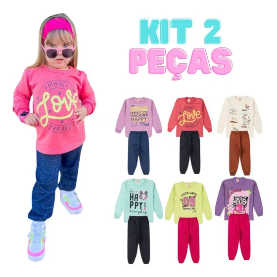 Conjunto Moletom 2 Peças Infantil Menina Peluciado 1 A 14