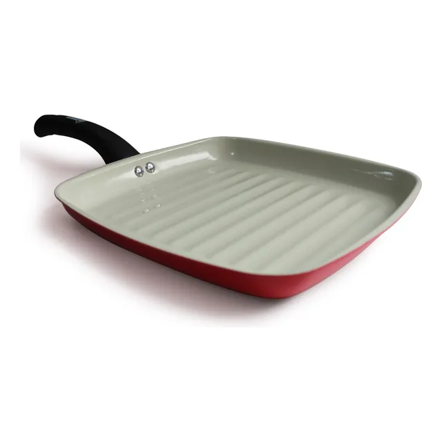 Sartén Asador Record Cuadrado Cerámica N 28 Color Rojo