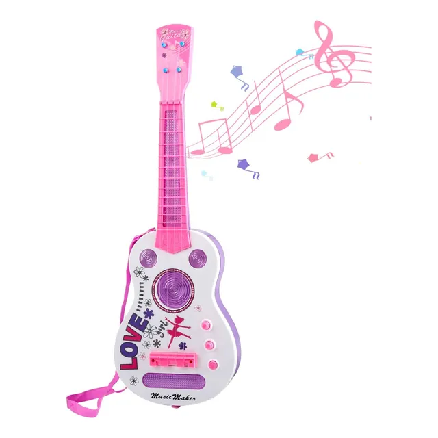 Guitarra Eléctrica Infantil Sanmersen De 4 Cuerdas Con Luces