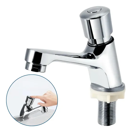 Llave Temporizada Lavamanos Lavatorio Cromada Inoxidable