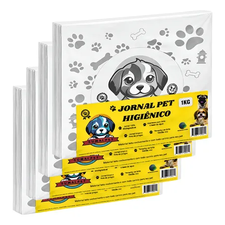 Jornal Pet Higiênico 4kg +- 224 Folhas Grandes Cachorro Xixi