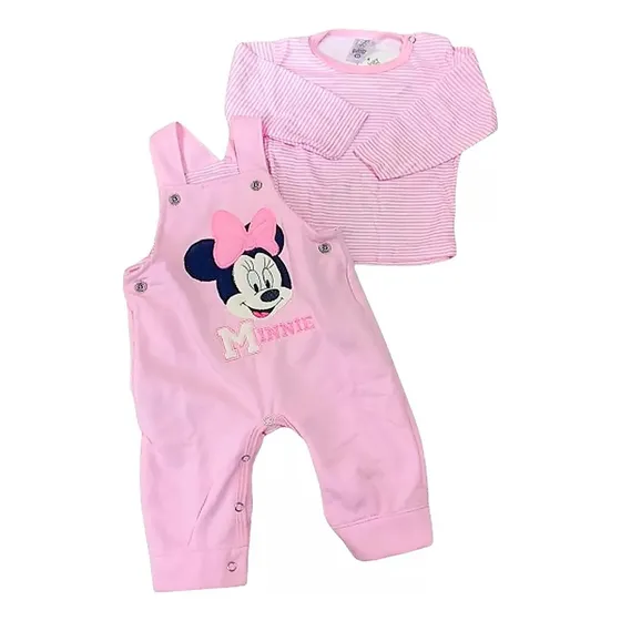 Conjunto Minnie Mouse Algodon Niña Bebe Enterizo Overol Rosa