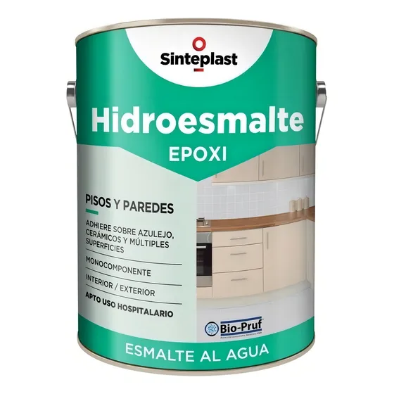 Pintura Hidroesmalte Epoxi Pared Y Piso 4 Lt Sinteplast Acabado Satinado Color Blanco