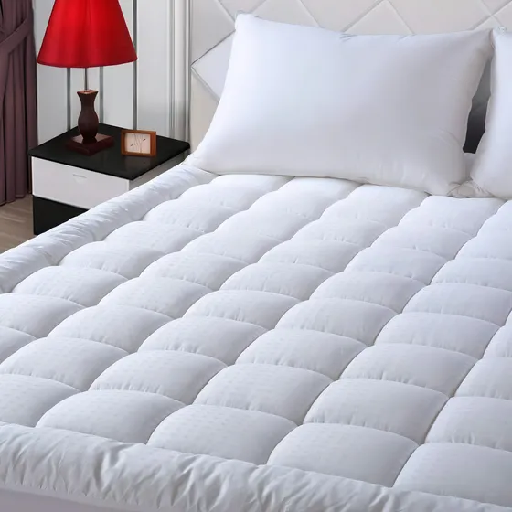 Dcor cubre colchon protector doble antifluido premium color blanco diseño de la tela liso