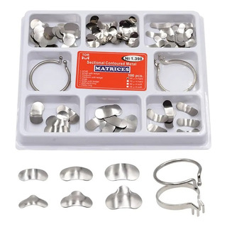 100 Piezas Banda Matriz Dental Contorneadas 2 Anillos Kit 100 Piezas Banda Matriz Dental Contorneadas 2 Anillos Kit