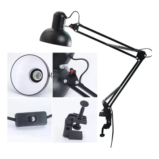 Lampara De Mesa Escritorio Bombillo Brazo Flexible Ajustable