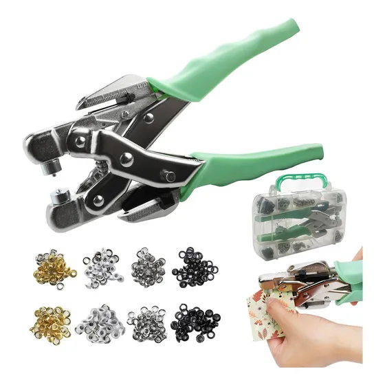 Kit Remachadora Perforadora Ojetillos Más 160 Ojetillos