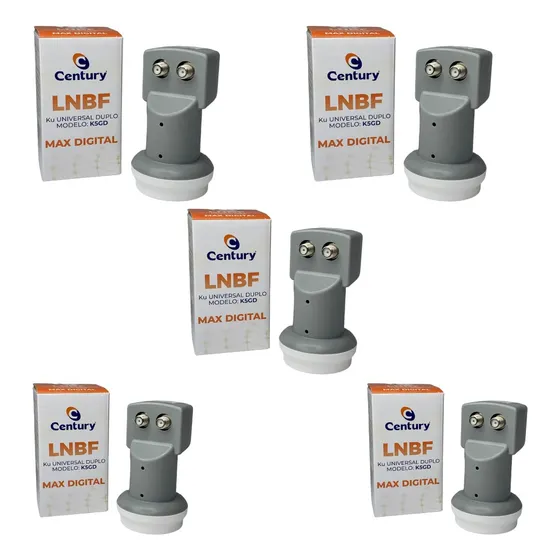 Kit 5 Lnb Lnbf Duplo Century Maxdigital 5g