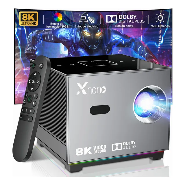 Proyector 4k 8k Hd Xnano Android Inteligente 4 Gb Ram 16 Gb Rom 15500 Lumenes Profesional Wifi 5g/2 4g Hd 1080p Bluetooth Con Sonido Dolby Rj45