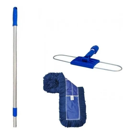 Mop Pó Completo Eletrostático Euro 60cm Com Cabo De Alumínio Cor Azul