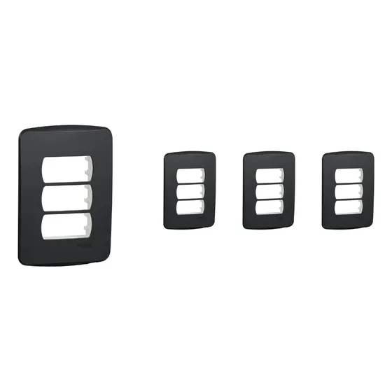 Pack X4 Placa Miluz 3 Modulos Con Soporte Grafito