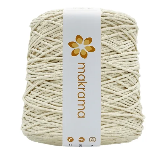 Hilaza De Algodón Para Tejer Macramé 2mm Beige / Crudo