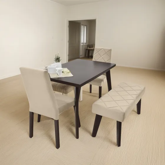 Comedor Liverpool 4 Puestos En Tela Color Wengue/Taupe Denver