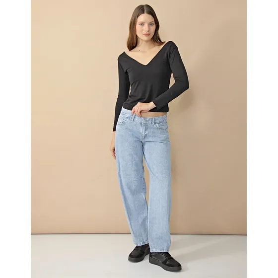Jean Baggy Zaira Jeans Mujer Con Parches Y Bolsillos