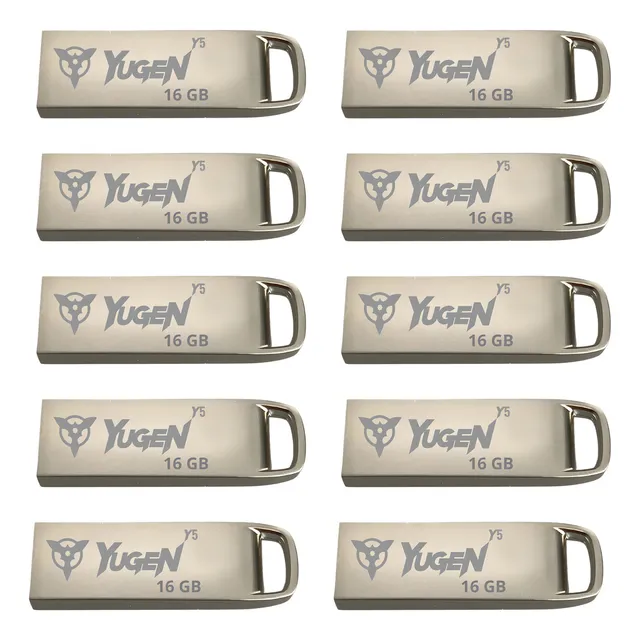 Kit 20 Memorias Usb 16gb Yugen Y5 Metalica Granel Musica Color Plateado
