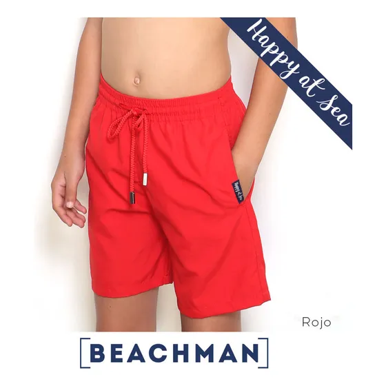 Beachman Short De Baño En Microfibra Unicolor - Slim Cut