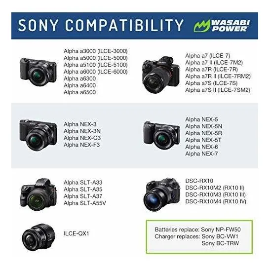 Np Fw50 Batería De La Cámara Para Sony Alpha A5100 A6...