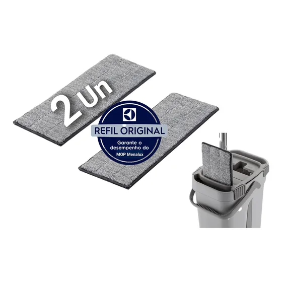 Kit 2 Refil Pano Microfibra Para Flat Mop Menalux Electrolux