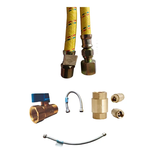 Kit De Acoples Mangueras Agua Y Gas Calentador Flexometálico
