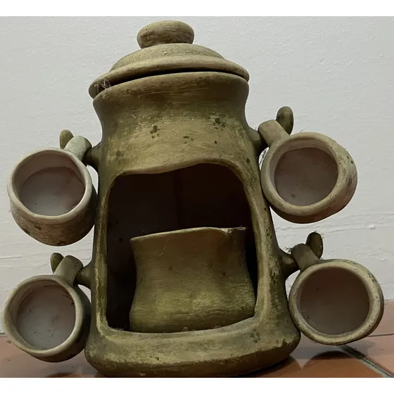 Juego De Tazas Para Café, Artesanal, De Cerámica. Usado.