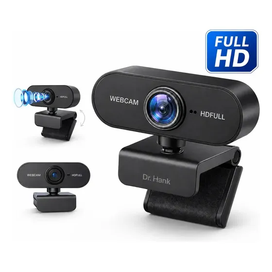 Webcam Dr. Hank Full HD 1080p USB 2.0 com Microfone 360º para Zoom e Teams
